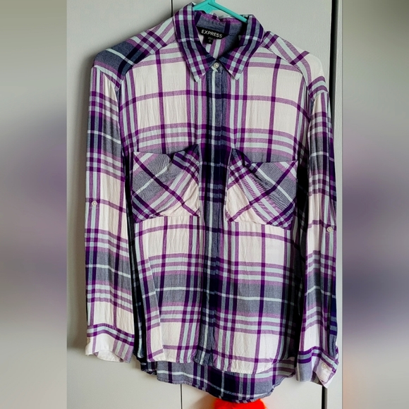 EXPRESS plaid button-up - Picture 1 of 3